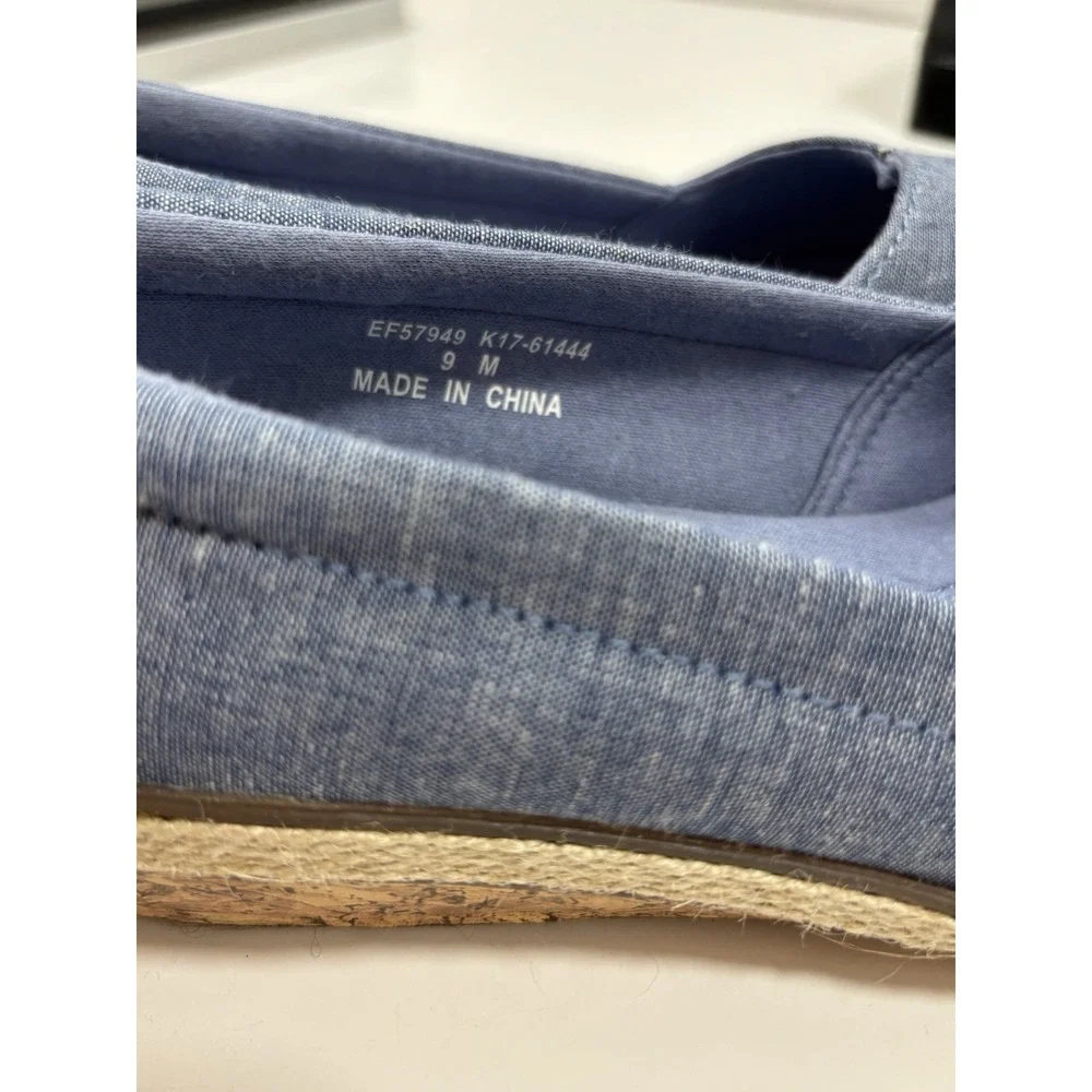Grasshoppers Ortholite Sneaker Blue Fabric Women's Size 9 M Peep Toe Cork‎